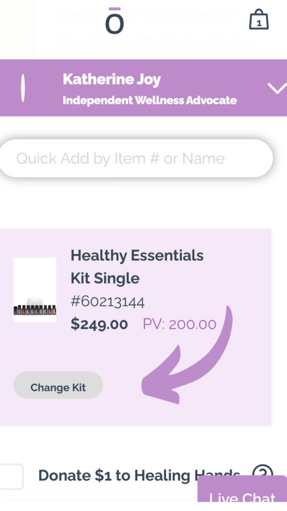 How to change your doTERRA enrollment kit on mobile